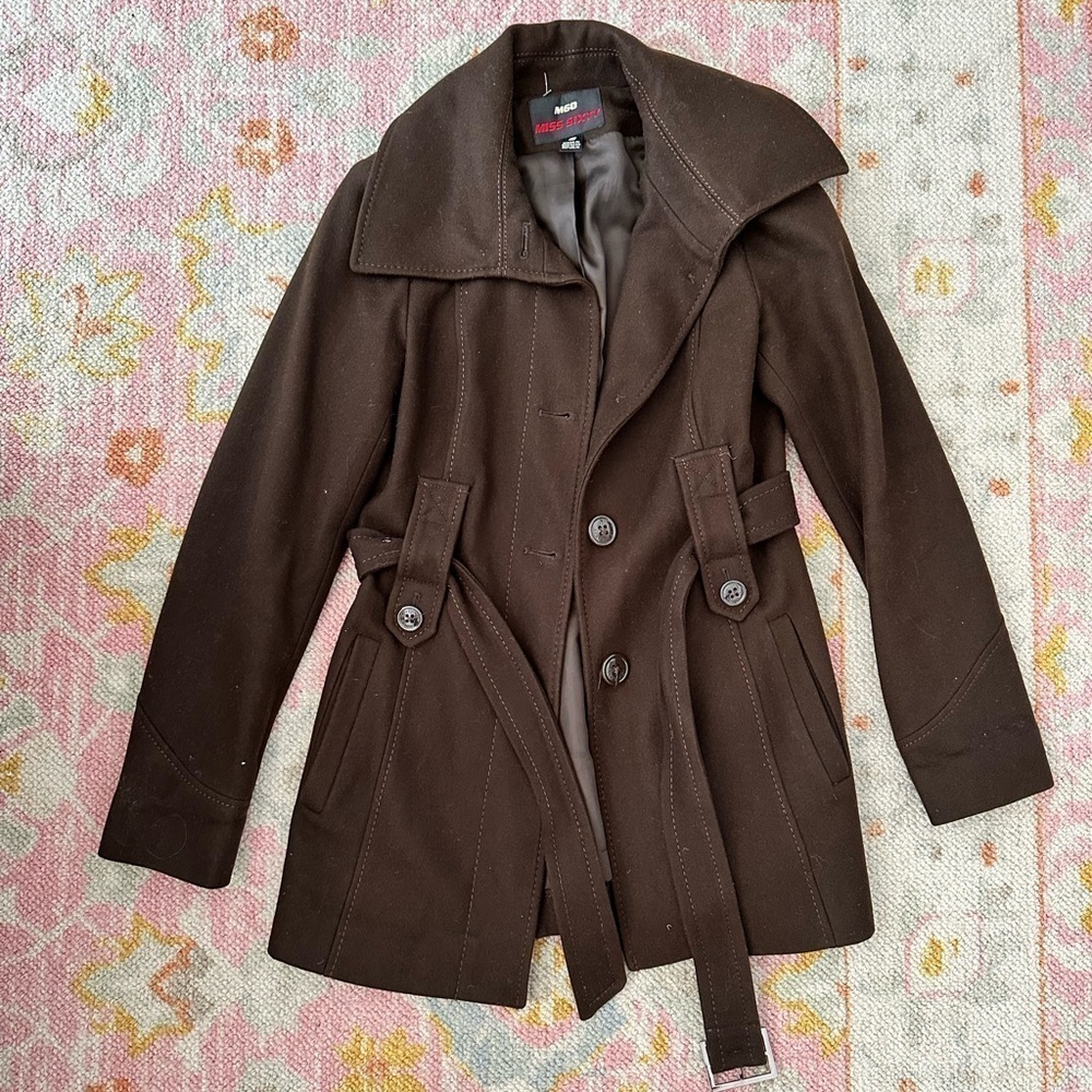 brown miss sixty peacoat